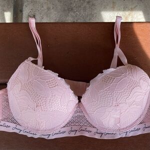 Juicy Couture Intimates Pink Lacy Push Up Padded Bra 36B